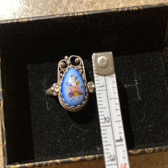 Russian vintage fligree hand painted on porcelain-finift enamel-ring, size 7-7,5 - Picture 9 of 11